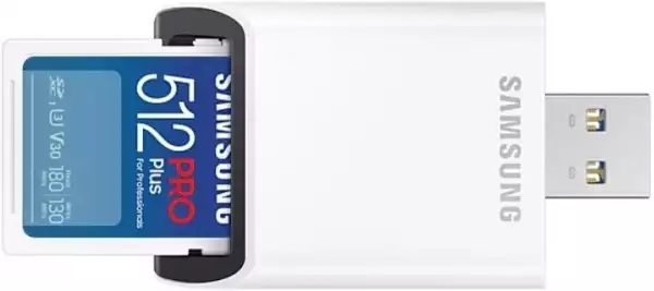 Карта памет Samsung PRO Plus, SD Card, 512GB, USB Четец, Бяла