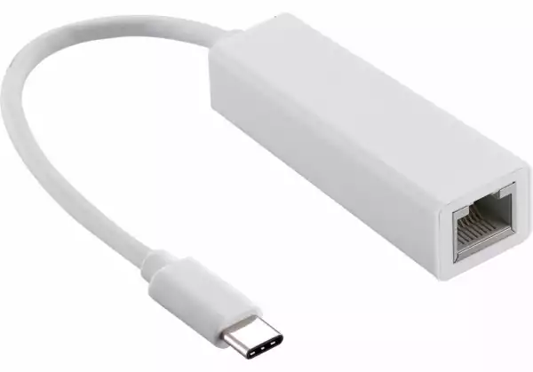 Мрежови адаптер Estillo 10/100 Mbps, USB-C 2.0 към RJ45, Бял