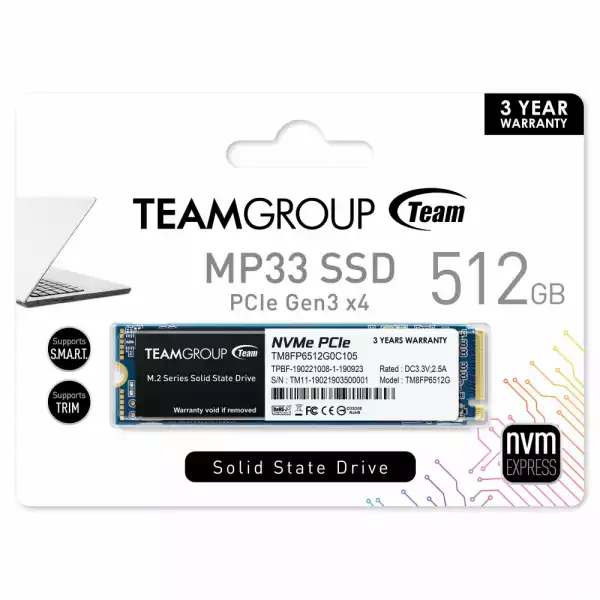 SSD Team Group MP33, M.2 2280 512GB PCI-e 3.0 x4 NVMe