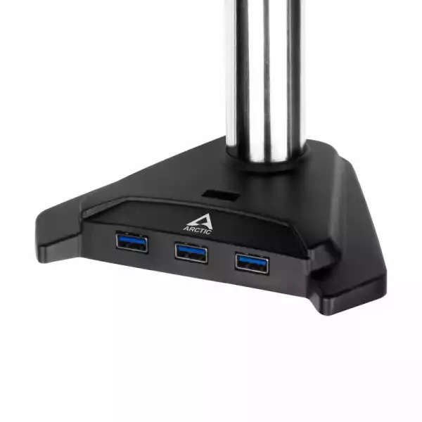 Стойка за монитор за бюро ARCTIC Z1 Pro (Gen 3), Регулируема, до 38", 15 кг, hub USB 2.0, Черен