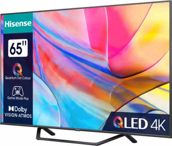 Телевизор - Hisense 65" 65A7KQ , 4K Ultra HD 3840x2160, QLED, FALD, QuantumDot , HDR 10+, HLG, Dolby Vision, Dolby Atmos, VidaOS, Dark Grey